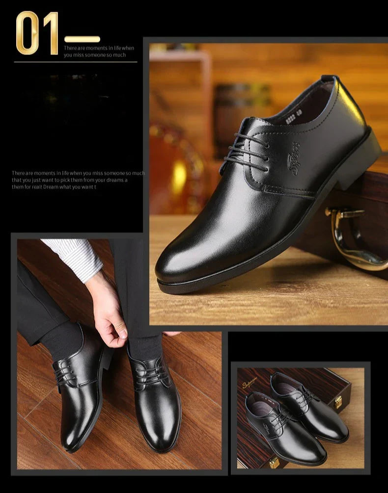Men's Shoes Black Leather Formal Shoes for Men Oxfords Male Wedding Party Office Business Shoe Man zapatos de hombre Plus Size