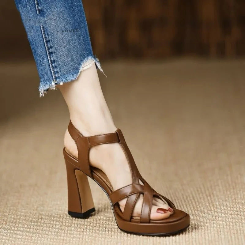 Fashion Open Toe Pole Dance Shoes Stiletto Mujer New 2025 Women Platform Gladiator Sandals Pumps