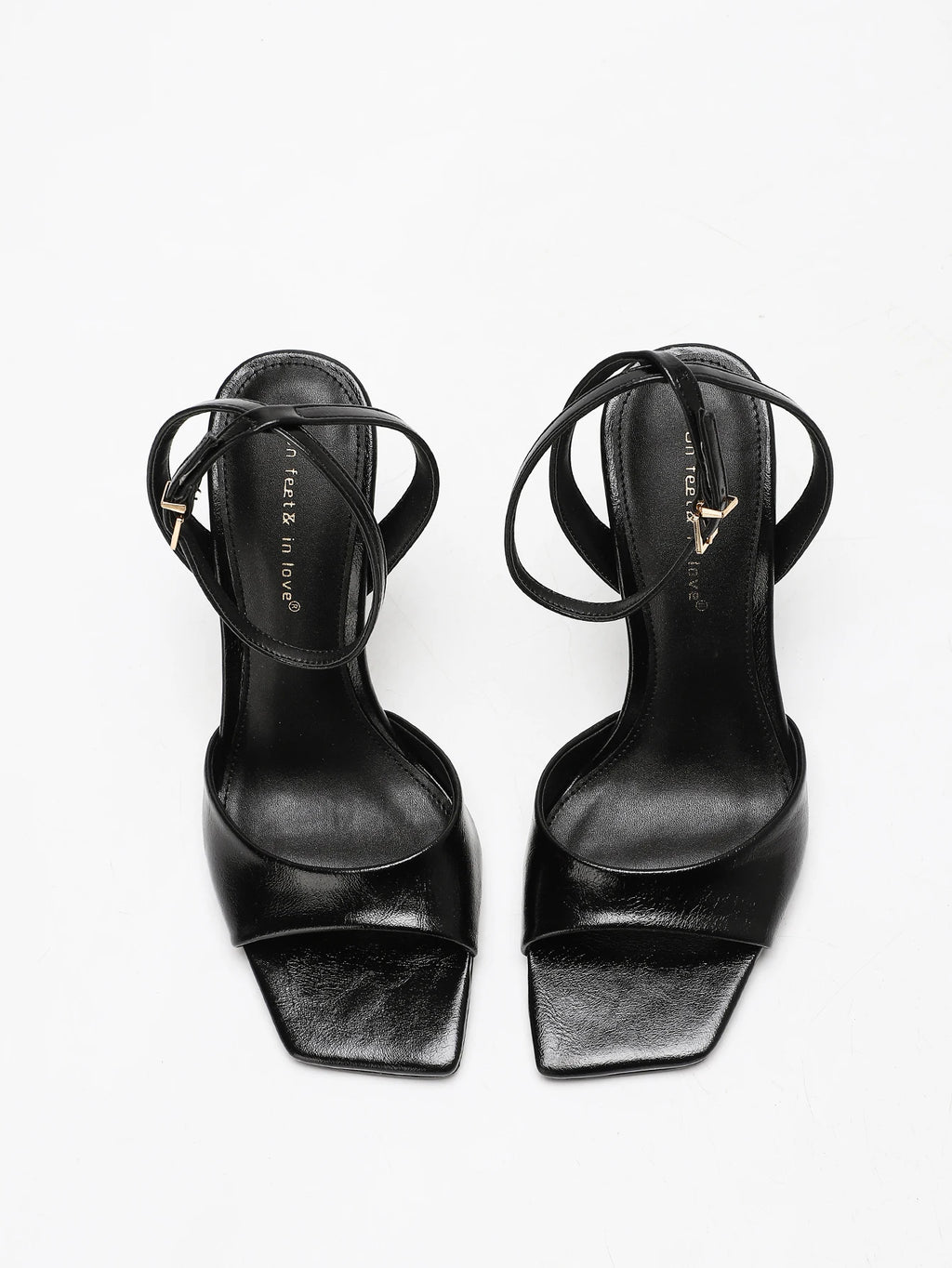 Classic Black Ankle Strap Stiletto Heels, Square Toe Open Toe HighHeels, Women's Versatile Dress Shoesfor All Occasions