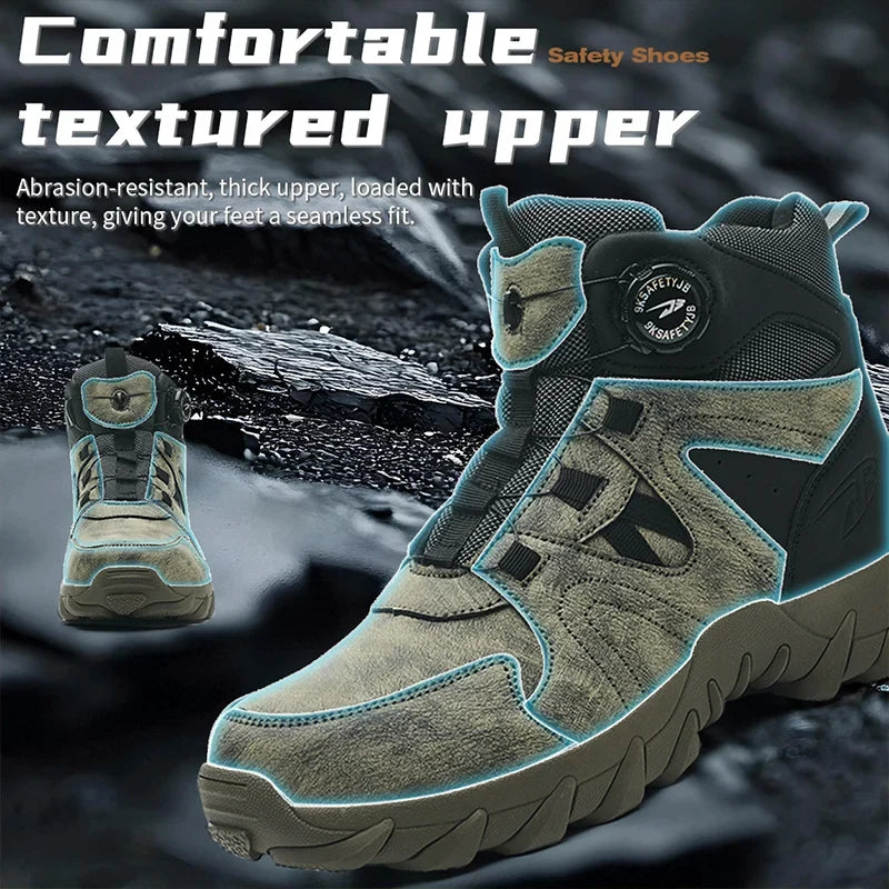 Waterproof Safety Boots Men Indestructible Steel Toe Work Boots Anti-smash Stab-resistant Safety Shoes Mens Tactical Ankle Boots