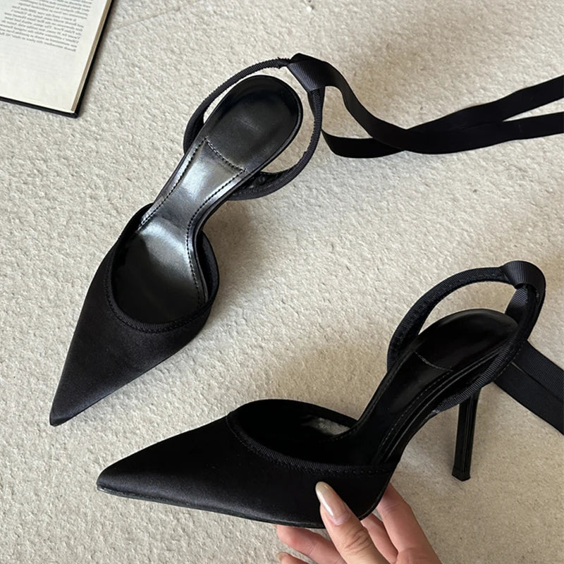 Aneikeh 2026 Spring Pointed Toe Stiletto Heels Mesh Sexy Design Ankle Strap Pumps Woman Sandals Ladies Shoes Zapatillas De Mujer