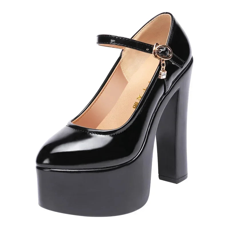 15cm Small Size 32-43 Sexy Extreme Block High Heels Shoes for Dress Model Party Wedding 2025 Shallow Thick Bottom Platform Pumps