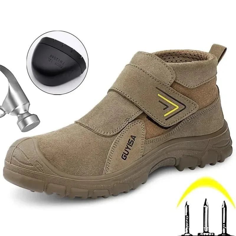Anti Scald Welding Work Shoes Anti-smash Anti-puncture Men and Women Safety Shoes Protective Boots Wear Resistant Suede Shoes