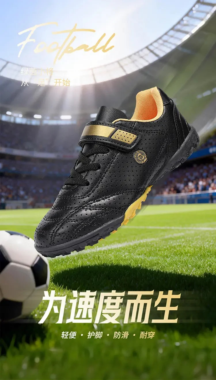 New Summer Breathable Kids Football Shoes, Magic Tape Design And Broken Studs, Lightweight Soft Footwear For Outdoor Football