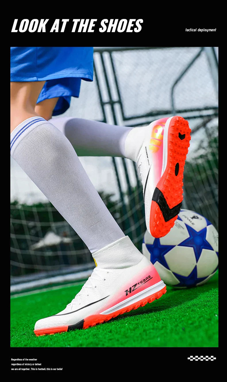 New Men Soccer Shoes Boys Cleats Adult Outdoor Breathable Football Boots Training Sport Long Spikes Non Slip Match Comfortable