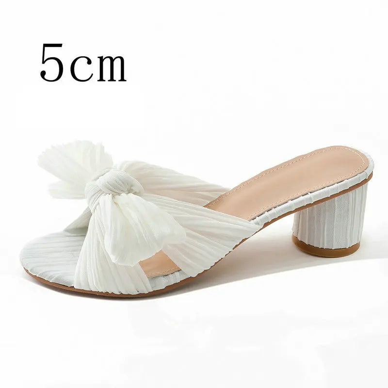2026 Fashion Women Sandals with Thick Bow Fairy Silk Sandals Retro Fairy Shoes Lady Zapatos Super-high Heel