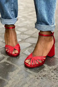 Open Toe Comfort Shoes for Women Female Sandal Buckle High Heels Large Size 2025 Summer Peep Girls Fashion High-heeled Big New