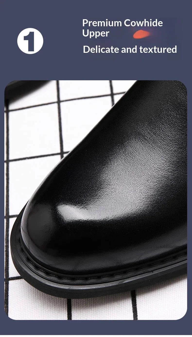 Men Business Elevator Shoes Real Cowhide Invisible Height Increasing Shoes with 3/6/8CM Height Boost Breathable Comfortable