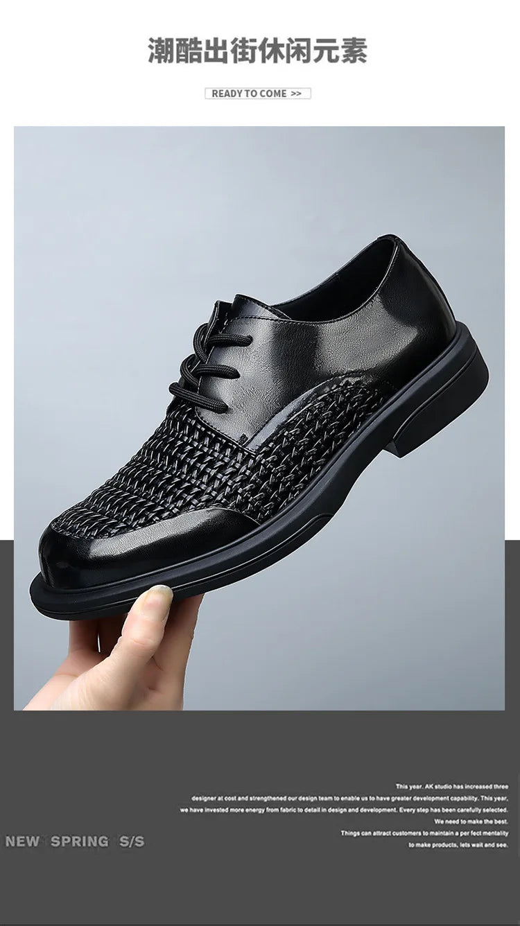 Summer Hallow Breathable Elegant Shoes Man Black Fashion Business Casual Shoe Male Lace Designer Leather Shoes for Men