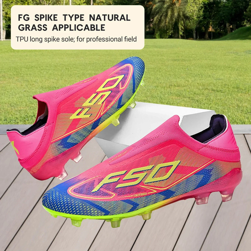 Classic Style AG FG football shoes PU Fabric Ventilated Upper TPU Wearproof Outsole Unisex Kids Outdoor Football Shoes