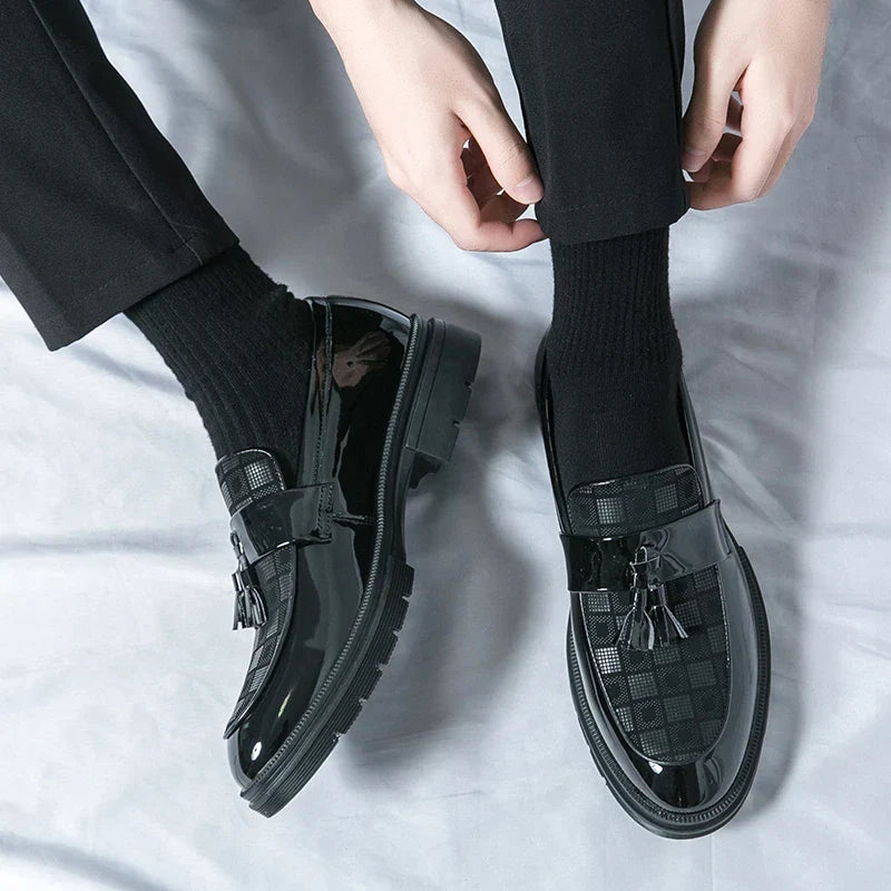 Leather Men Casual Black Tassel Loafers Handmade Soft Leisure Shoes Breathable Slip-On Comfortable for Drive Footwear Moccasins