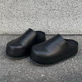 Black Boken leather shoes for men's thick soled design slippers summer new big toe mules shoes outdoor