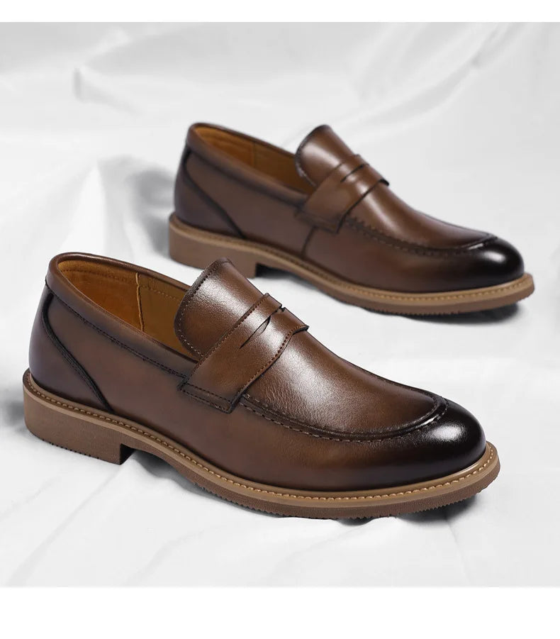British Style Business Casual Shoes for Man Spring Autumn New Designer Leather Shoes Male Solid Color Men's Dress Elegant Shoe