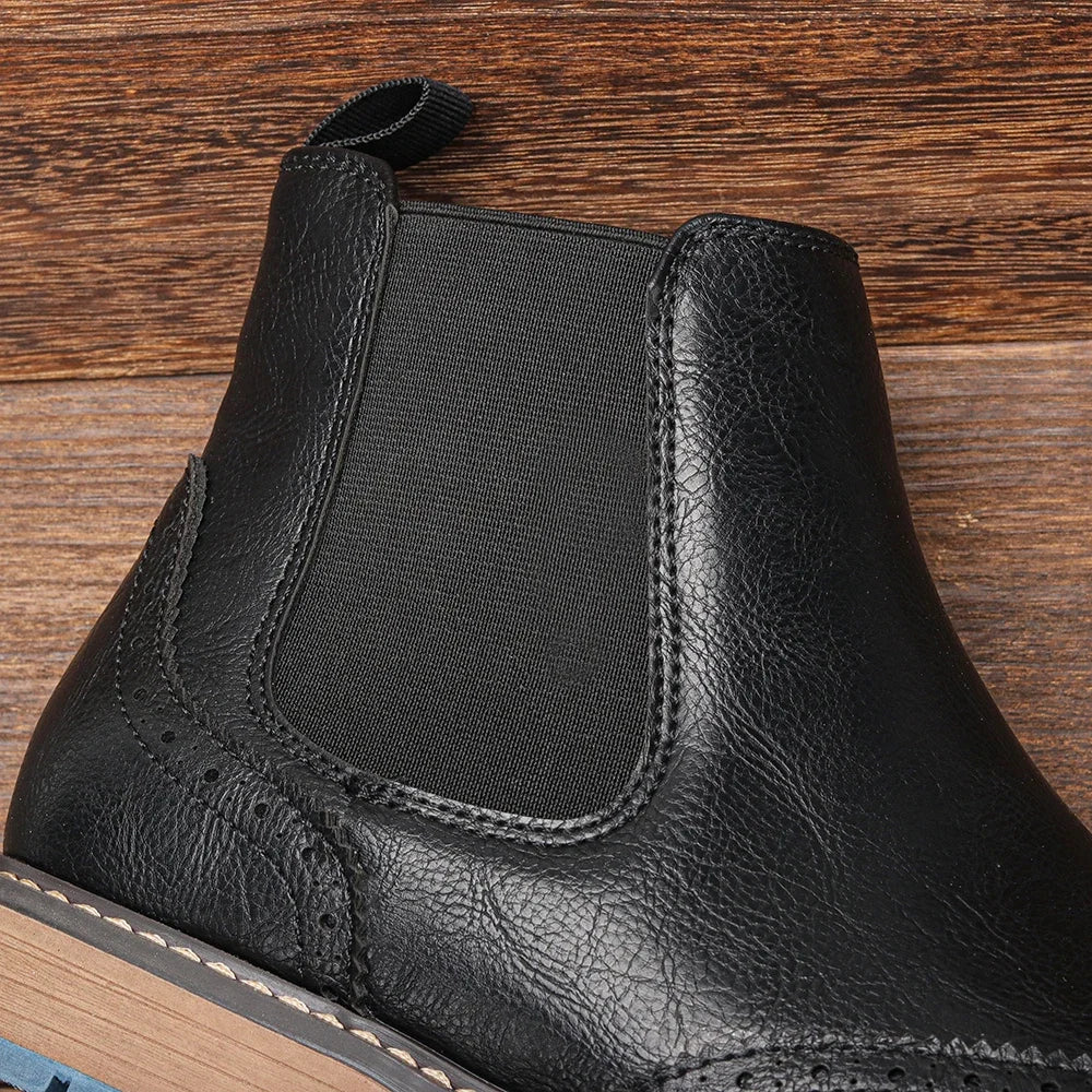 Size 7-13 Brogue Chelsea Men Boots Classical American Style Leather Boots