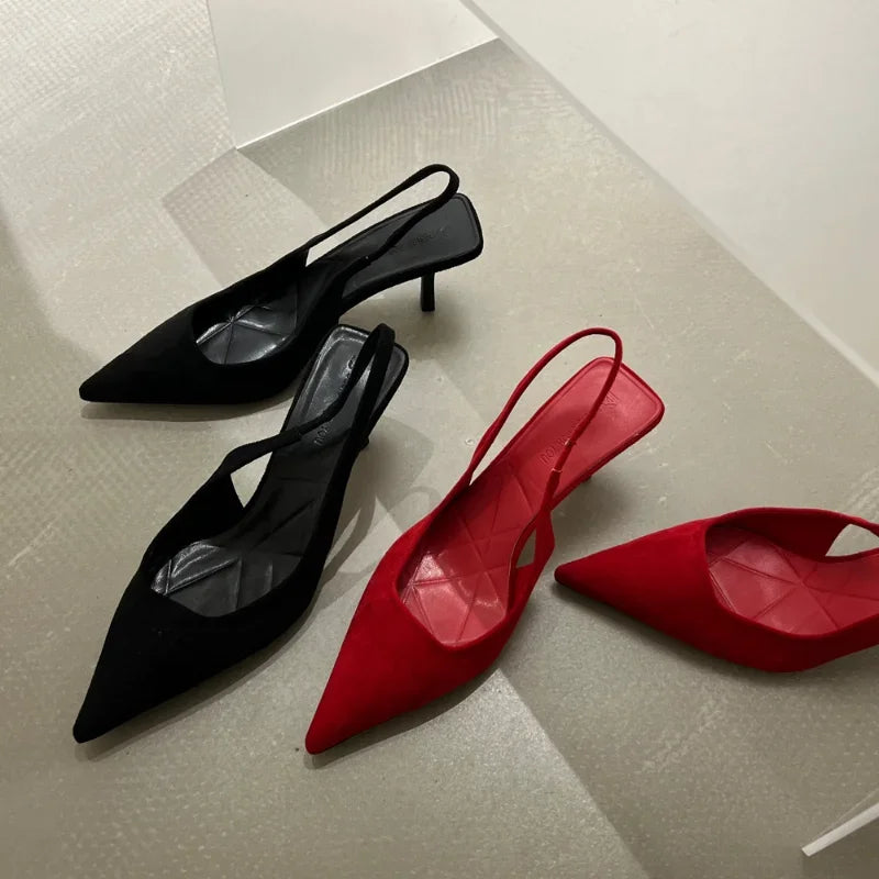 Women's Sexy Red High Heels 2024 New Women's Summer Strappy Sandals Comfortable Pointed Toe Women Sandals Fashion Stiletto Shoes