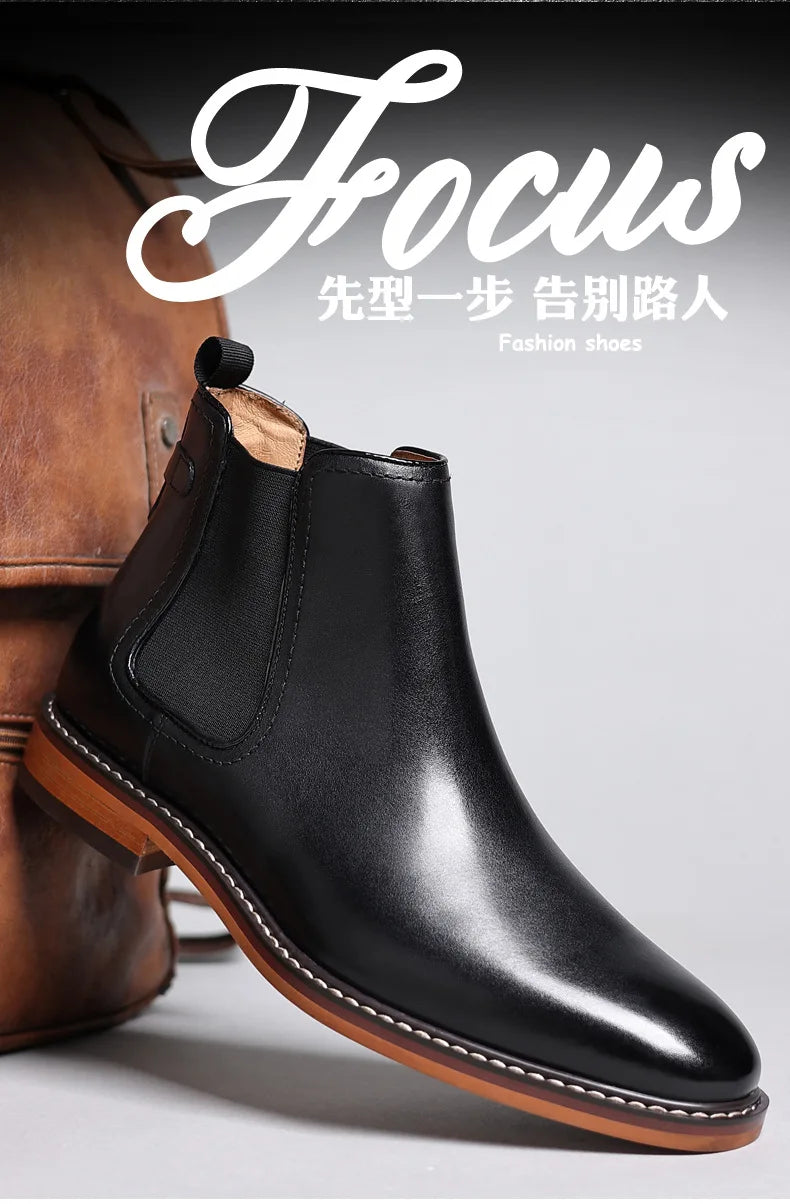 Brand Men's Chelsea Boots Genuine Cow Leather Handmade Boot Shoes Work Shoes For Formal Dress Wedding Business Party New