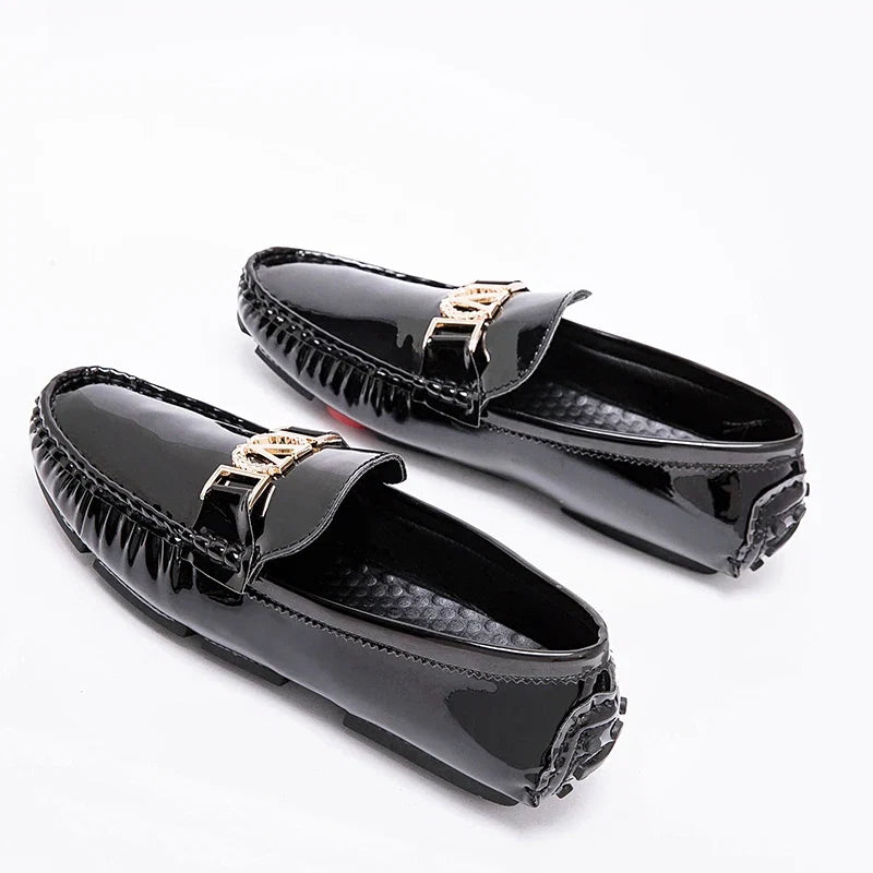 Men's Loafers for Spring and Summer, Slip-On Shoes, Korean Style Trendy Patent Leather Men's Shoes, Low-Top Lazy Shoes, Casual Shoes, Handmade