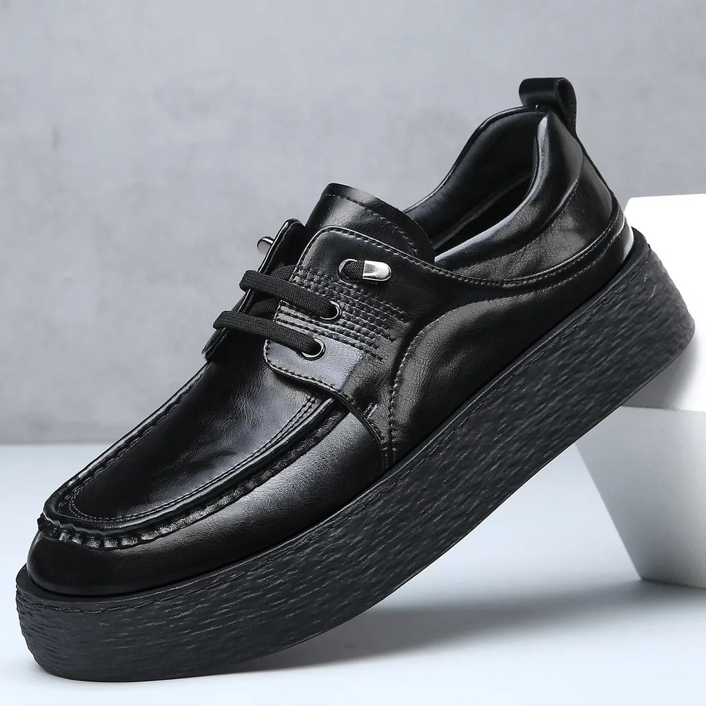 Height-increasing Business Casual Loafers for Men 2026 Spring New Black Designer Shoes Male Fashion Genuine Leather Shoe Man