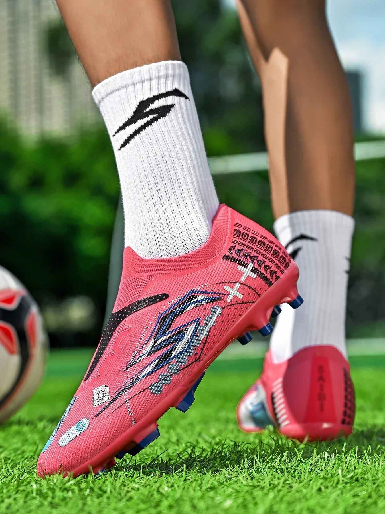 AG/FG Soccer Cleats Kids Youth Training Shoes PU Fabric Upper TPU Sole Non-Slip Wear-Resistant Firm Ground