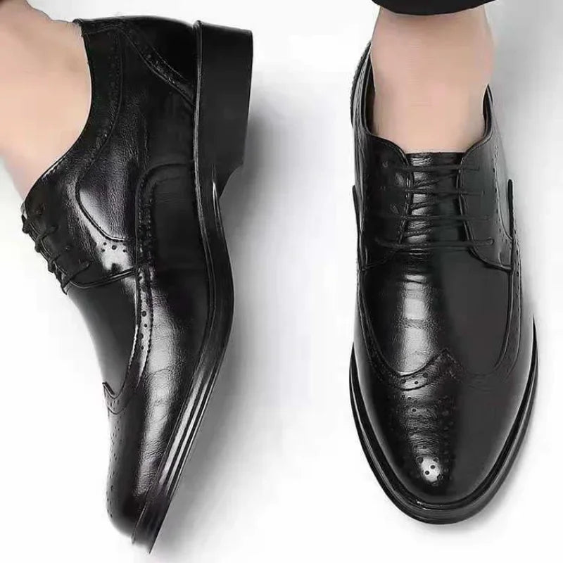 Social Shoe Male Breathable In Summer Official New Pointed Toe Men's Formal Shoes Cheap Liquidation Gentleman Legitimate Leather