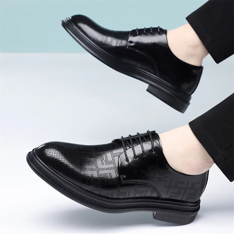 summer Men Elevator Shoes Dress Shoes Formal Leather Quality Busincess Lift 6CM 8CM Height Increased Man Elegance Wedding Shoes