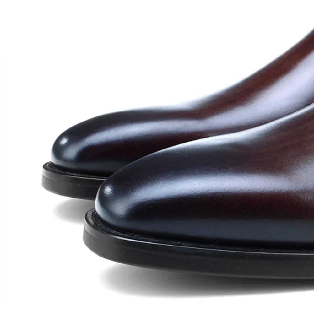 Calf Leather Men's Western Ankle Boots - Comfortable in Stock Chelsea Riding Boots for Men