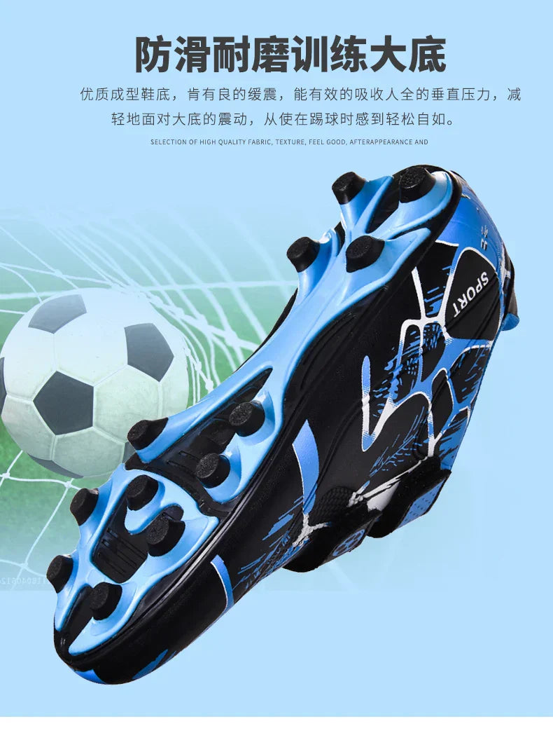Kids Soccer Shoes HOOK&LOOP Football Sports Shoes Boy Outdoor Non-Slip Training Shoes Child Lightweight Children's Soccer Cleats