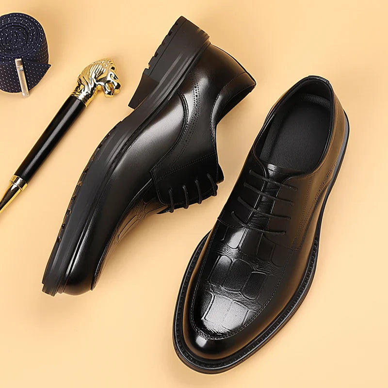 Fashion Men's Oxford Office Shoes High Quality Casual Leather Round ToeFlat Designer Business Dress Shoes Outdoor Walking Shoes