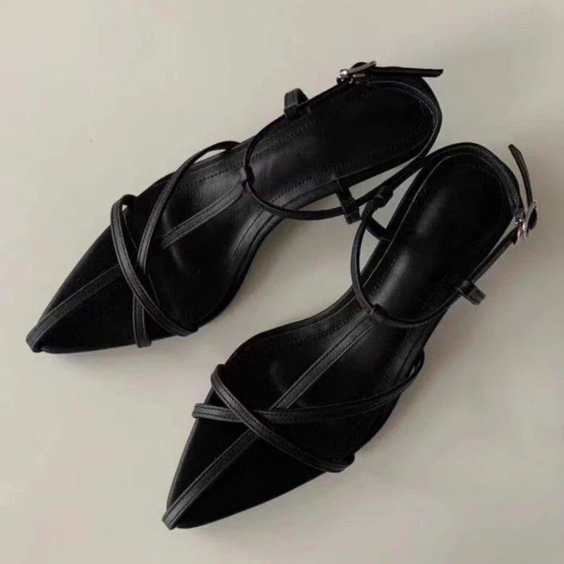 Women Sandal Summer New Fashion Narrow Band Ladies Gladiator Shoes Thin Low Heel Ankle Strap Dress Party Shoes