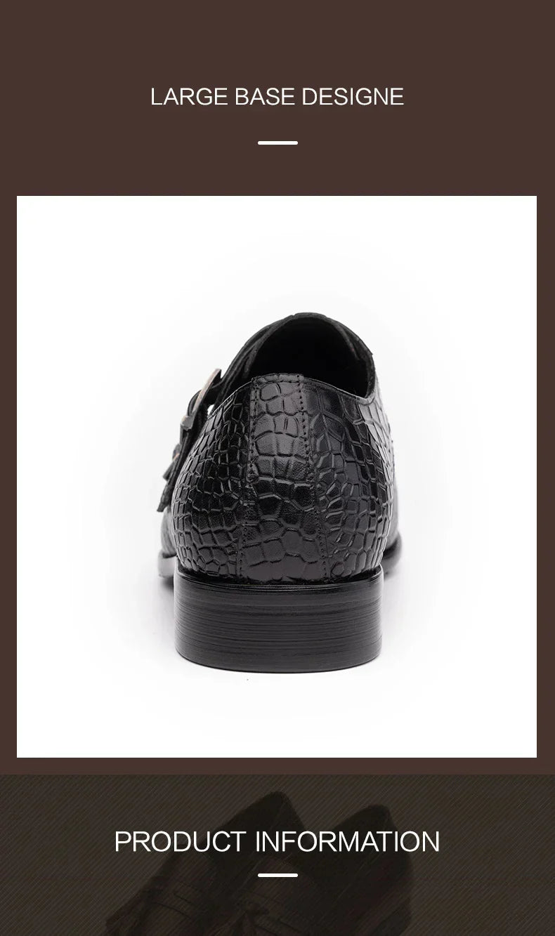 Men's Genuine Leather Dress Loafers Handmade Double Buckle Monk Slip-On Shoes for Party & Formal Wear Fashion& Men's Footwear