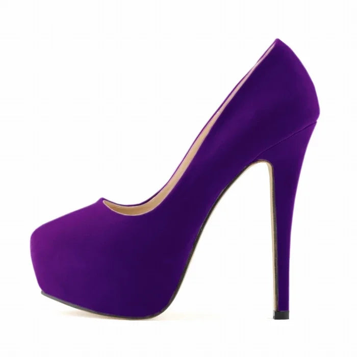 Women Pumps Stilettos Sexy 14cm Super High Heels Female Round Toes Platform Thin Heels NightClub Party Dress Red Wedding Shoes