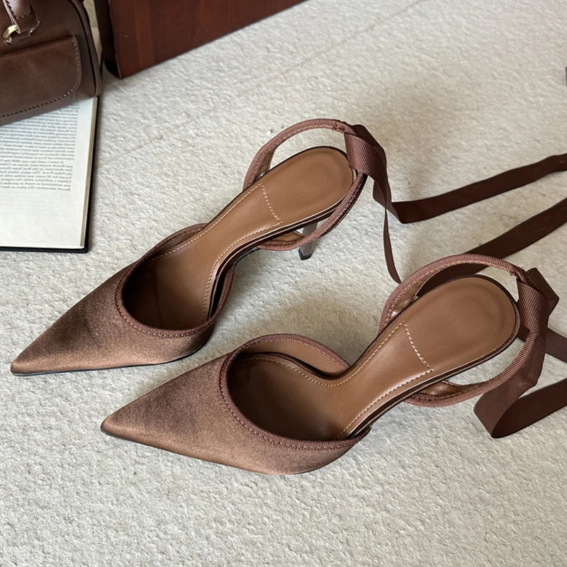 Aneikeh 2026 Spring Pointed Toe Stiletto Heels Mesh Sexy Design Ankle Strap Pumps Woman Sandals Ladies Shoes Zapatillas De Mujer
