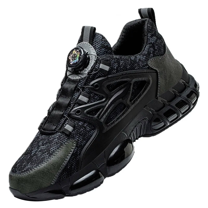 New Rotating Button Safety Shoes Men Anti-smash Anti-puncture Work Shoes Fashion Men Sport Shoes Men Security Mining Boots
