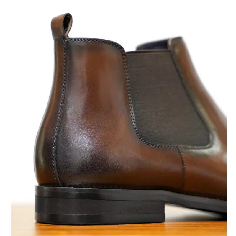New Chelsea Boots Men Shoes PU Brown Fashion Versatile Business Casual British Style Street Party Wear Classic Ankle Boots 38-48