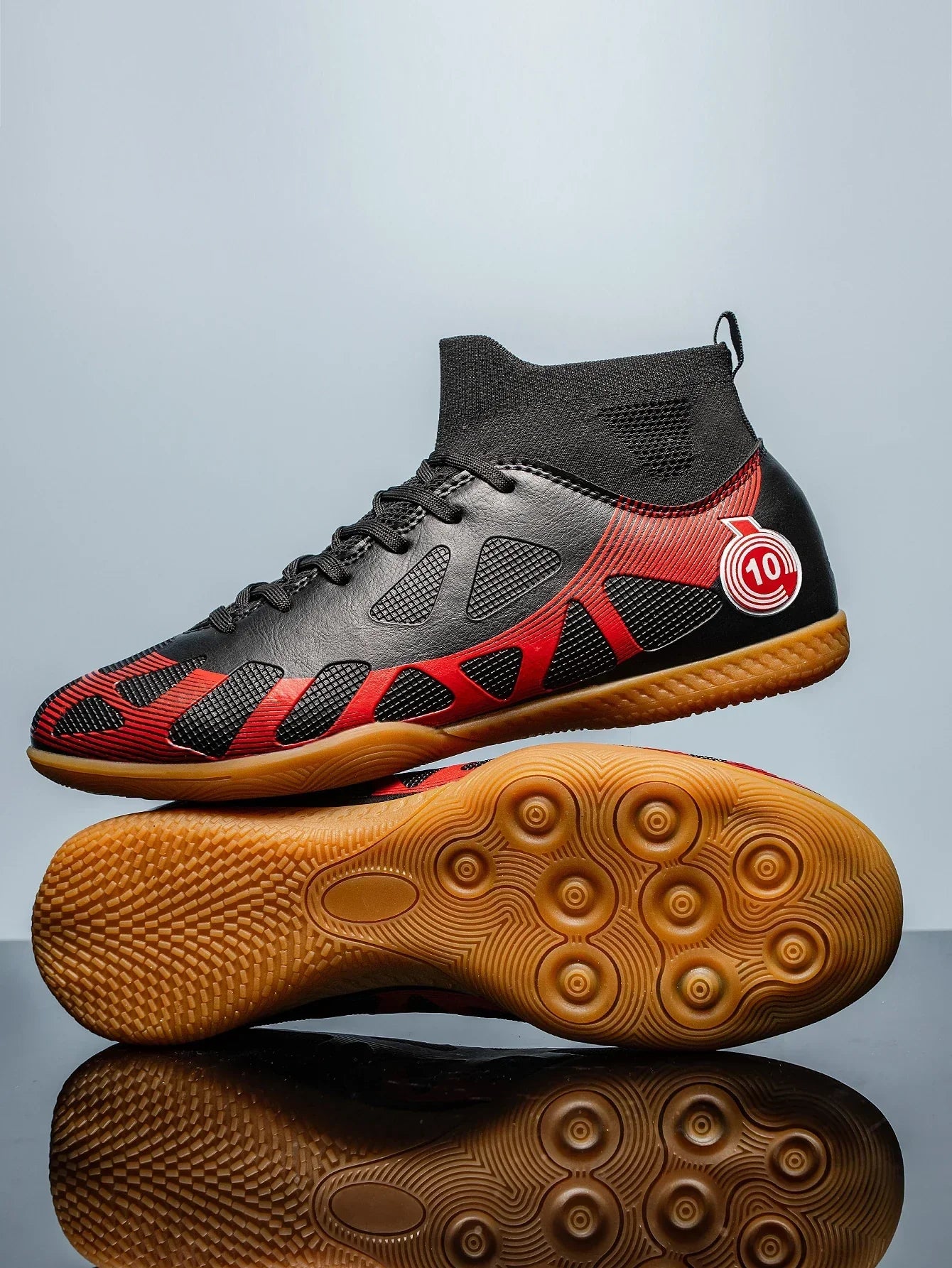 Men's Sports IC Indoor Flat Bottomed Football Shoes Adult High-Tops Wear Resisting Training Shoes Teenagers Non Slip Shoes