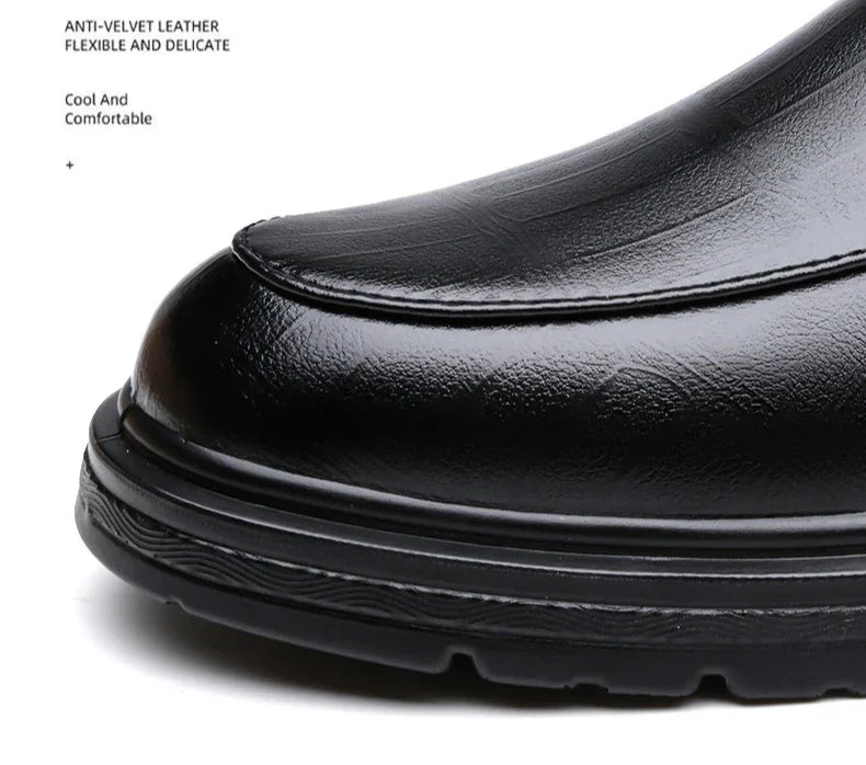 Men's Lace-up Business Casual Leather Shoes Spring Autumn New Platform Work Shoes Male Fashion Solid Color Dress Shoe Man
