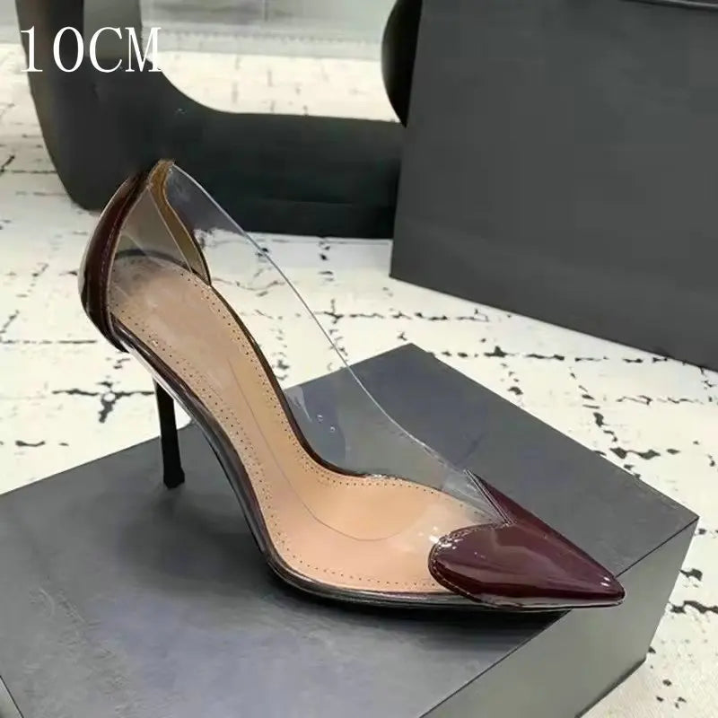 2026 Spring Summer New Fairy Wind Pointy High Heels Female Love Shaped Transparent Sandals Sexy Party Pumps