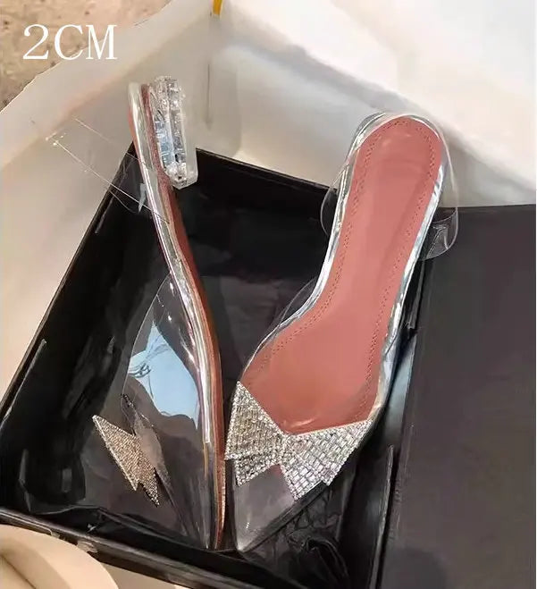 34-45 PVC Transparent Crystal Shoes 2026 Summer New Pointed Odd Heel Shoes Stiletto Ladies Sun Decoration Wild Fairy Shoes