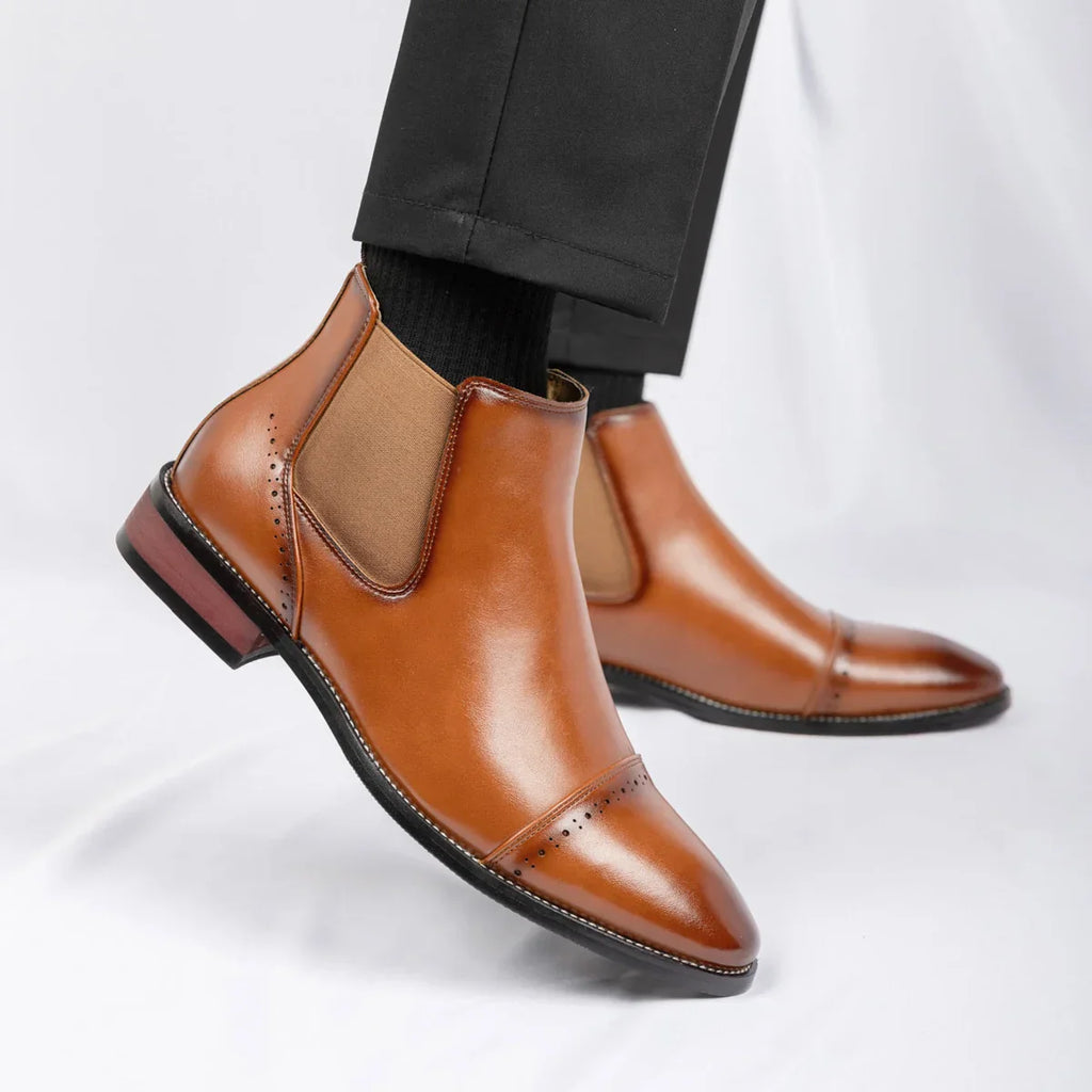 2025 Retro Men's Solid Color Pointed Business  Boot  Comfortable Wedding  Party Shoe Breathable  And  Anti-Slip Ankle Boots