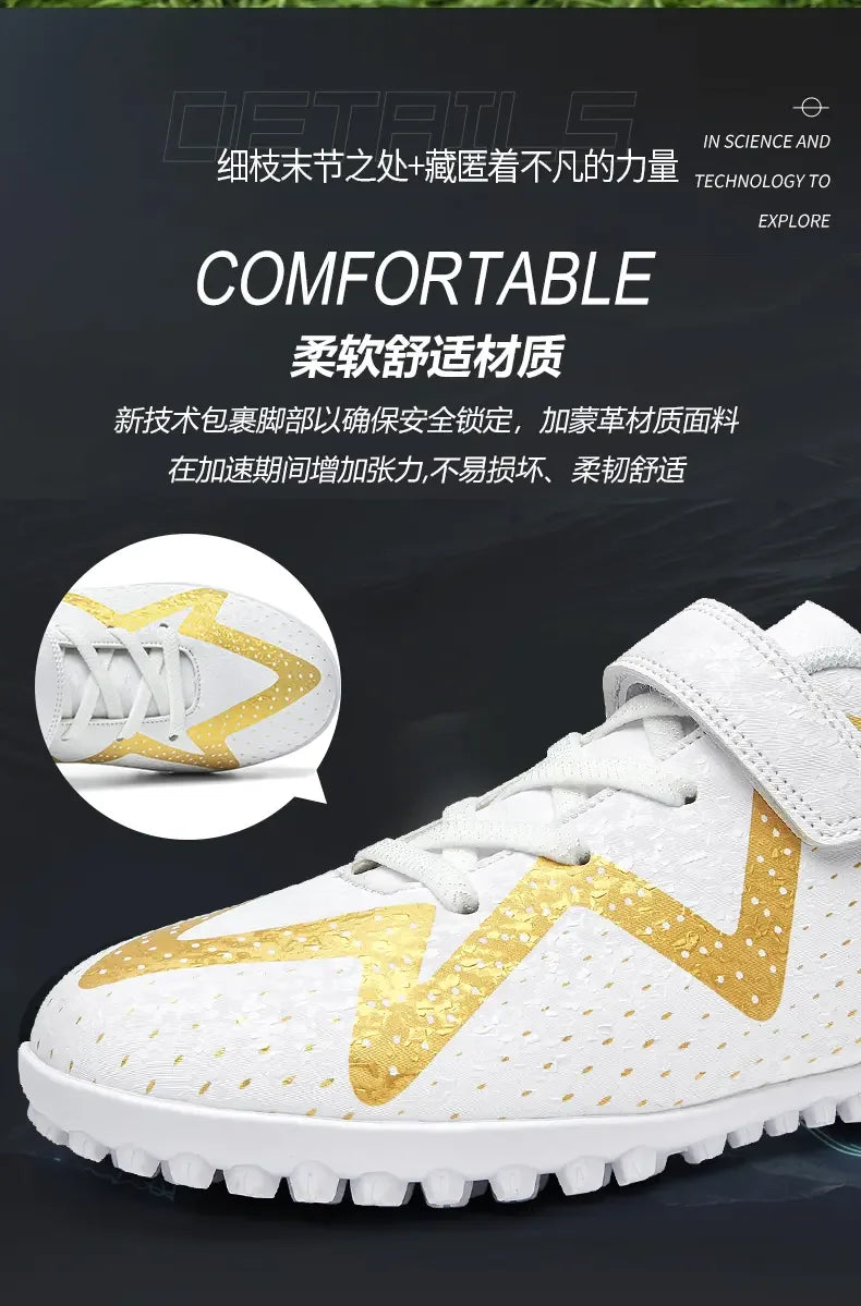 Anti-slip Shock Absorption Soccer Cleats Flexible Breathable Fabric Firm Stud Design Unisex Outdoor Grass Court Football Shoes