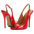Peep Toe Summer Sandals Women Shoes 2026 Elegant Large Size Black Red High Heels 13cm Mules Sling Sexy Wedding Party Shoes Lady