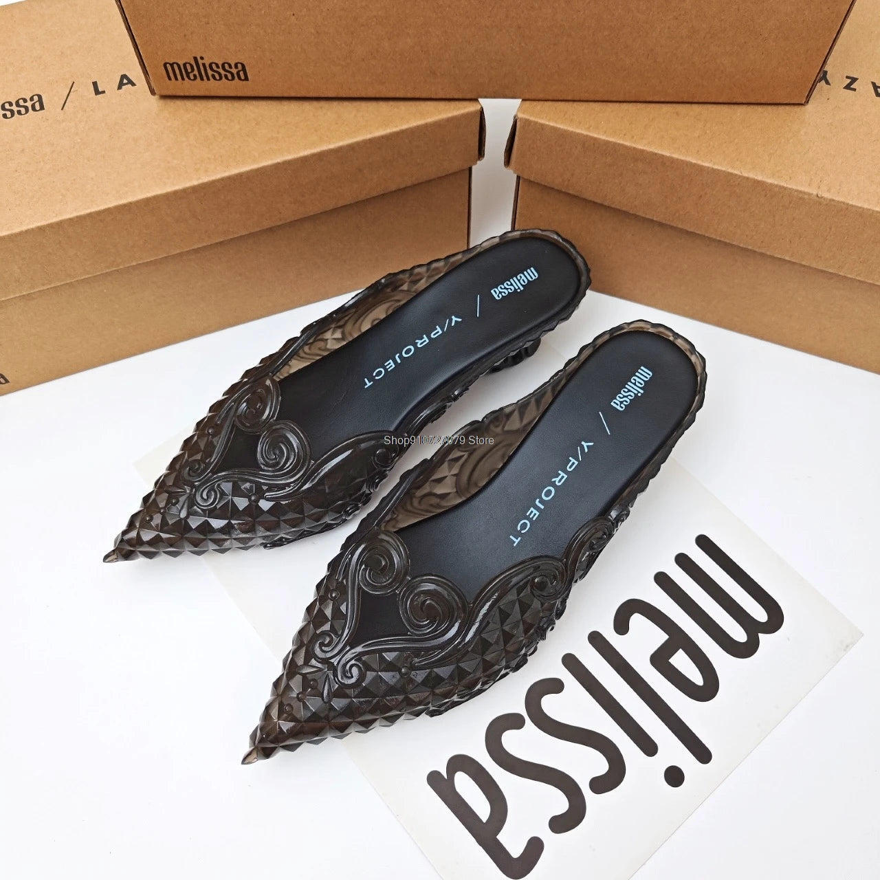 Design Big Butterfly Knot Slides Women Flat Mules Sandals High Quality Cozy PVC Transparent Sandals Pointed Toe Back Strap Shoes
