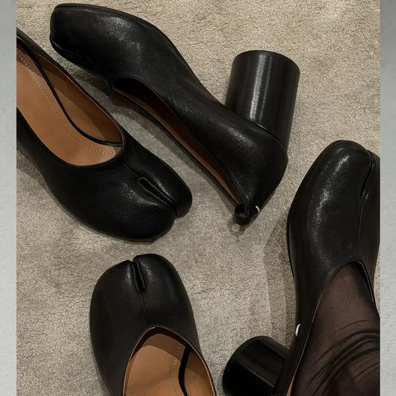 Summer Fashion Soft Leather Split Toe Women Tabi Ballet Pumps Comfortable Ladies Dance Mules Shoes Zapatos De Mujer