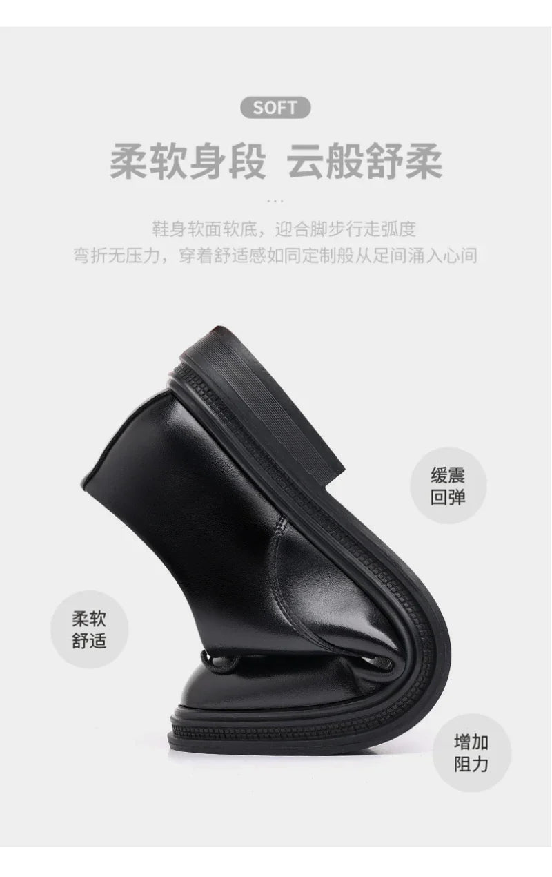 Mens Black Leather Shoes Autumn British Style Formal Business Footwear Low Top Commute Style Dress Shoes For Suits