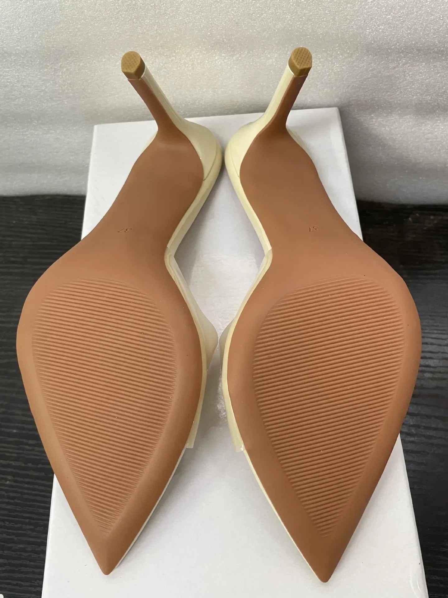 New Summer Women's High-heeled Sandals Simple Transparent High-heeled Slippers Stiletto Pointed Open-toed Slippers Mules