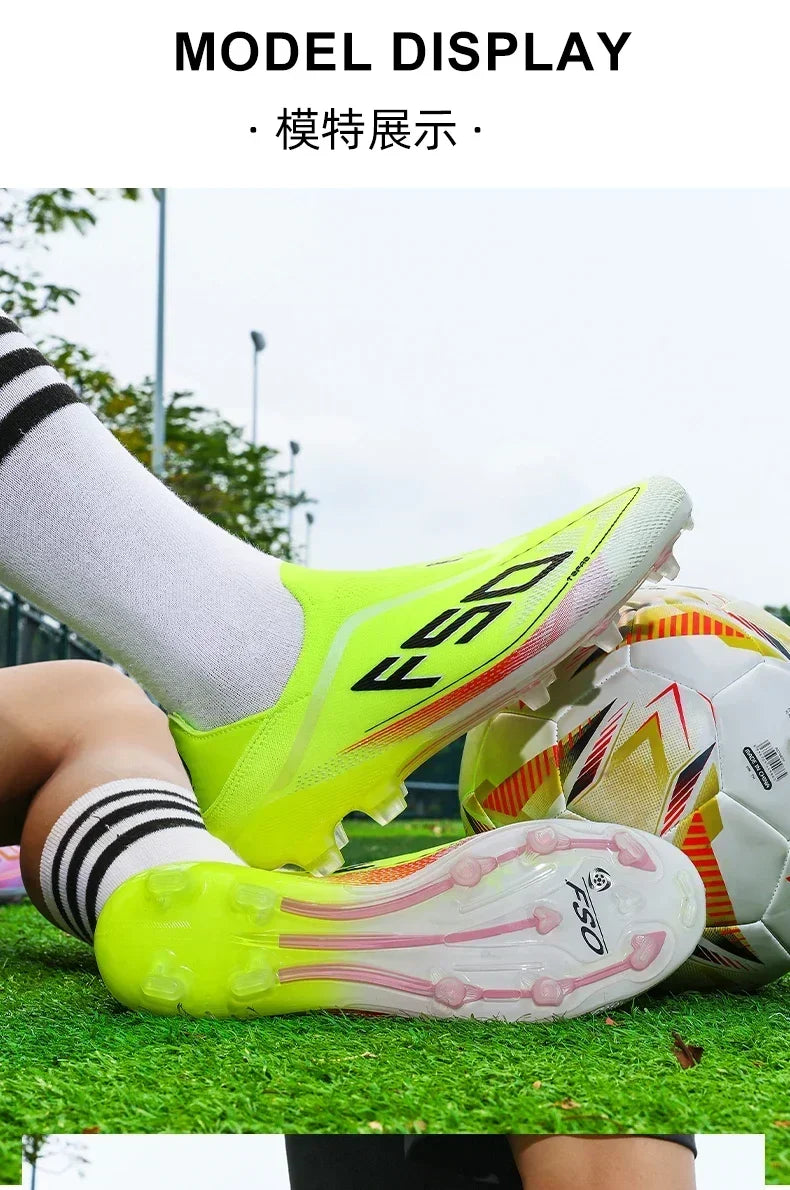 New Men Football Boots Non-Slip Boys Cleats Hot-selling Soccer Shoes Grass Outdoor Match Sneakers High-quality High-top Light