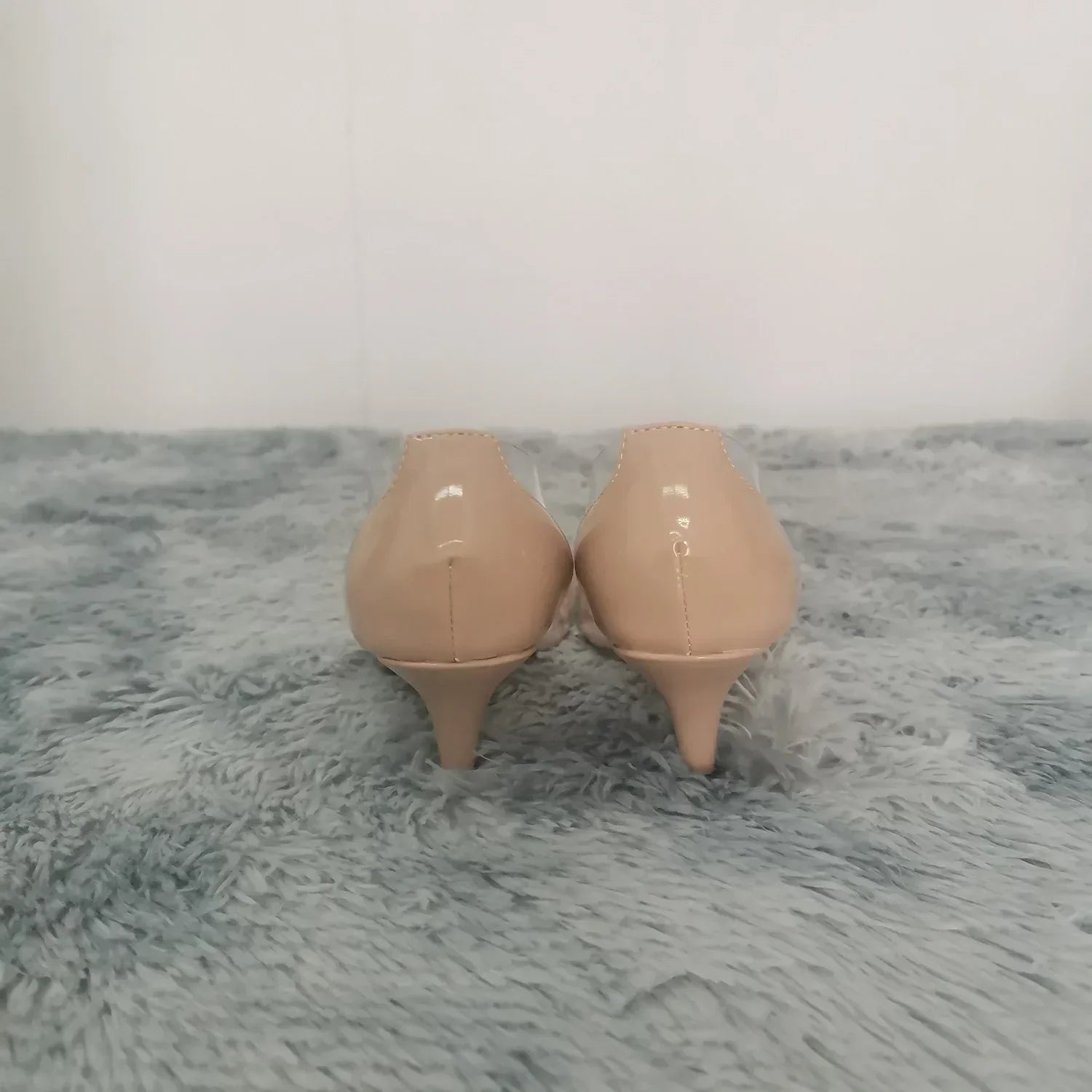 Women Pumps Spring Autumn PVC Transparent 5cm Low Heels Sexy Pointed Toe Slip-on Thin High Heels Party Wedding Shoes