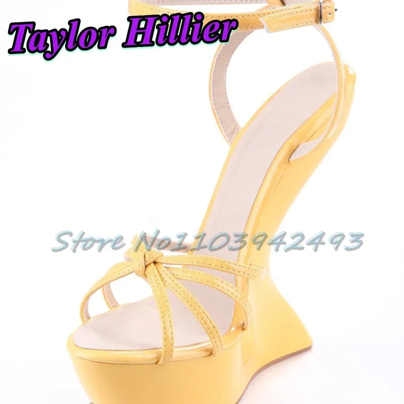 Yellow Heels Strappy Heeled Sandals Hoof Heel Buckle Strap Shoes Summer Women Luxury Designer Sandalias De Mujer Solid Blue Red