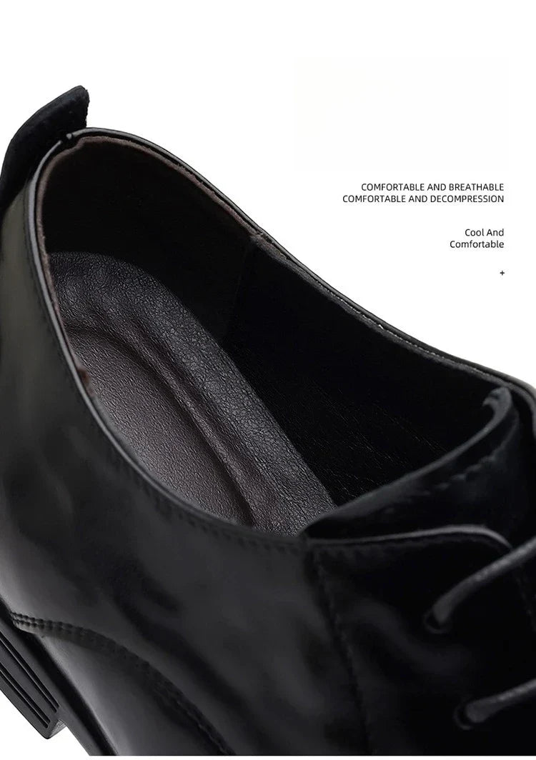 Spring Autumn New Pointed Toe Leather Shoes Men Fashion Business Casual Shoe Male Lace Designer Solid Color Wedding Shoes Man