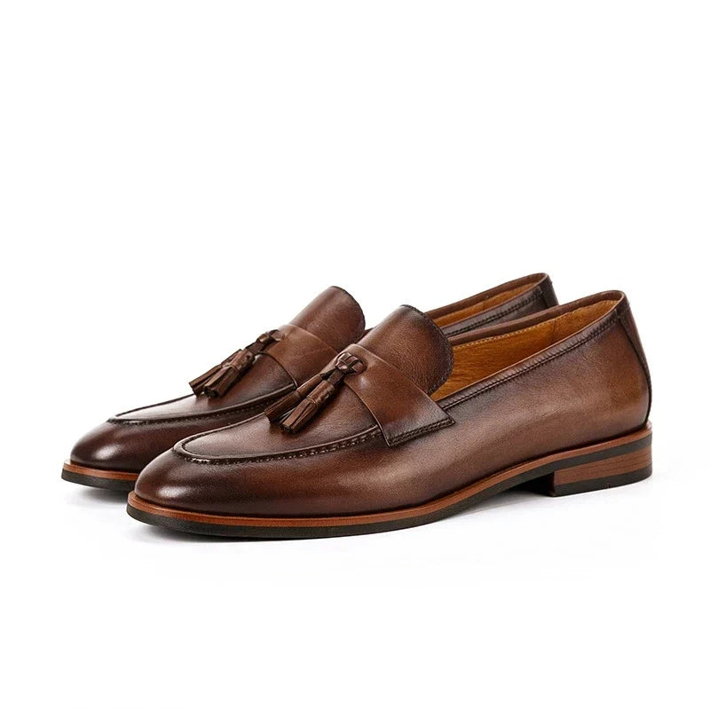 High-end Quality Retro Men's Shoes Fashion Casual Leather Shoes Head Cowhide Tassel Loafers Men Moccasins Italian Large Size 46